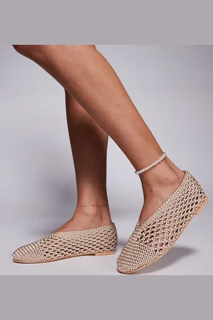 Public Desire Dylan - Cremehvide flade flettede ballerinaer