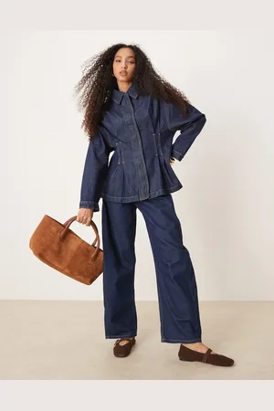 ASOS Denimskjorte med indsyede detaljer i indigoblå skyllevask