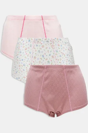 ASOS ASOS DESIGN Curve - Pakke med 3 par boksershorts i pink og med småblomstret print i pointelle