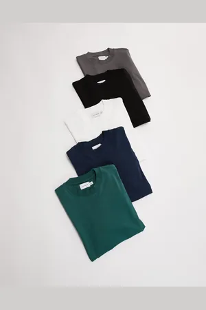 Topman Pakke med 5 oversized T-shirts i sort/hvid/grå/marineblå/mørkegrøn