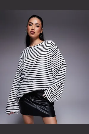 River Island Top med brede ærmer og sorte striber