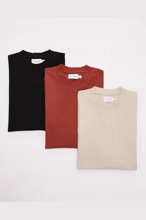 Topman Pakke med 3 oversized T-shirts i sort/beige/bordeaux