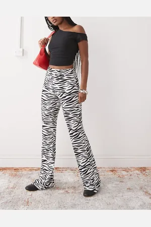Noisy May Bukser med svaj og zebraprint i jersey-Hvid