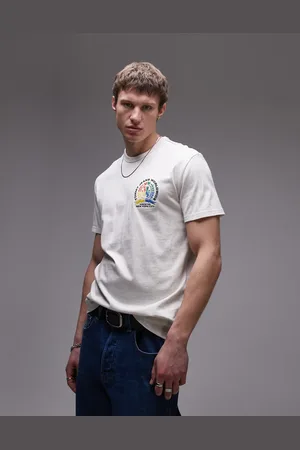 Tommy Hilfiger Beige og meleret T-shirt med farverigt våbenskjoldslogo-Neutral