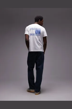 Tommy Hilfiger Hvid og blå T-shirt med flagprint med paisley-mønster på ryggen
