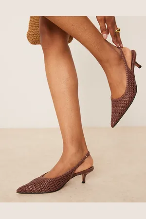 ASOS Starry - Chokoladebrune sandaler med vævede detaljer og mellemhøj hæl