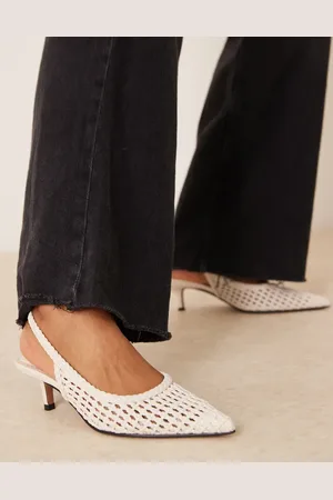ASOS Starry - Offwhite sko med vævede detaljer og mellemhøj hæl-Hvid