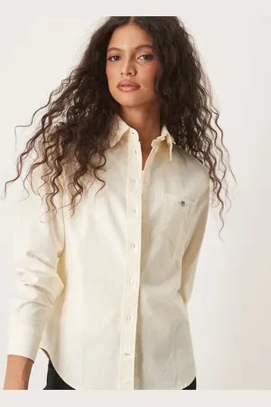 GANT Gul stribet Oxford-skjorte med logo i Regular Fit