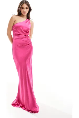 Six Stories Brudepiger - Lyserød oneshoulder-maxikjole i satin