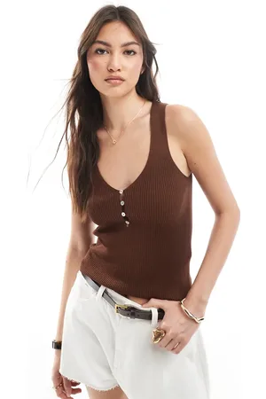 Stradivarius Top med knapdetaljer i let strik