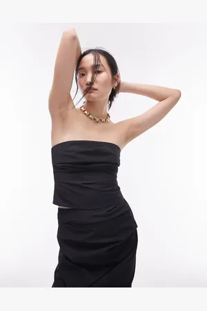 Topshop Rynket bandeau-top i tech-stof - Del af sæt