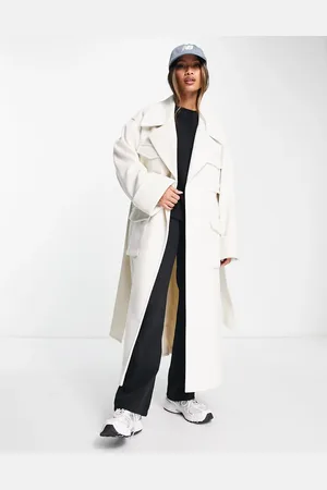 ASOS Ecrufarvet frakke med cargolommer-Neutral