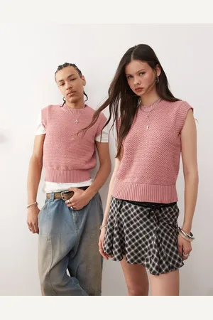 Reclaimed Pink strikket unisex-tanktop