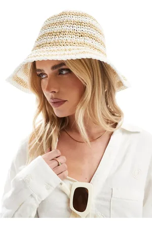 Accessorize Stribet strå-bøllehat i /neutral