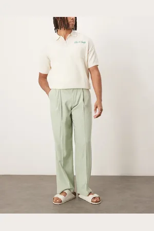 ASOS Lysegrønne elegante bukser med vide ben og mikrotekstur