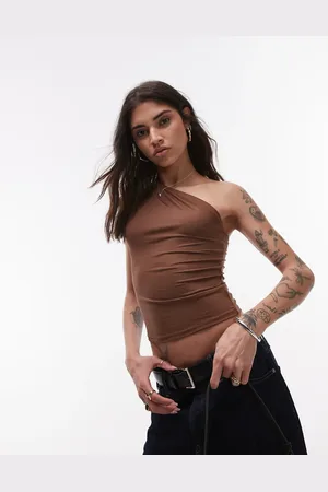 Topshop Og ærmeløs oneshoulder-top med rynker