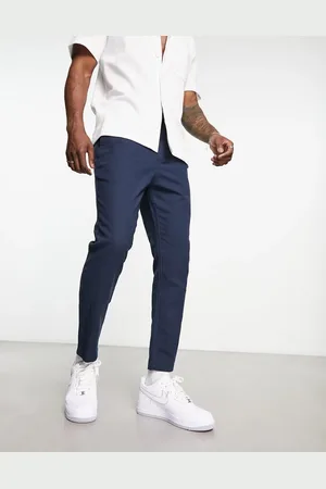 Only & Sons Marineblå cropped bukser i hørblanding