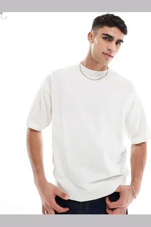 JACK & JONES Premium - Cremehvid strikket oversized T-shirt med rund hals