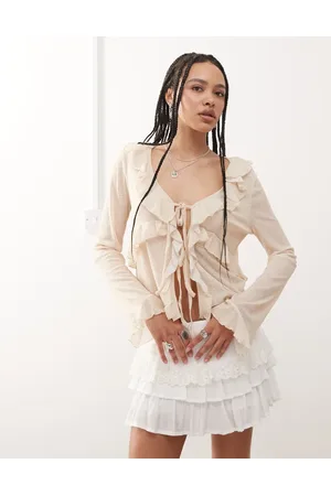 Reclaimed Lysegul bluse med flæser
