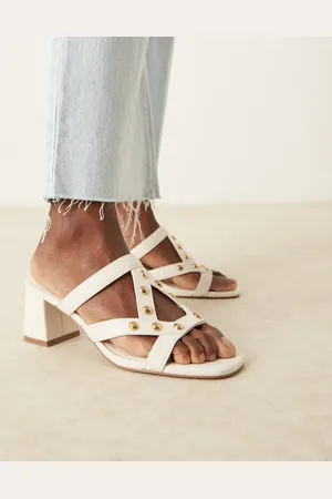 ASOS Howdy - Råhvide mules med burdesign, nitter og mellemhøj hæl