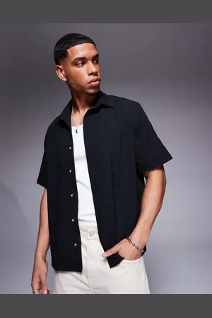 ASOS Skjorte med halve ærmer i jacquard i regular fit