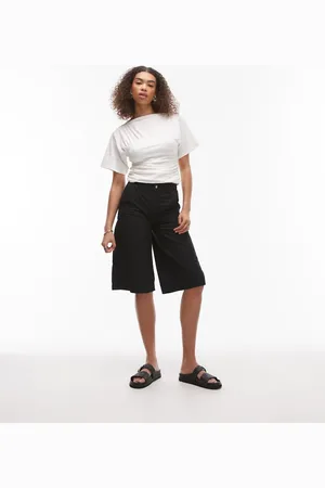 Topshop Koksgrå jorts i bomuldstwill med tøndeformede ben
