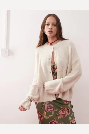 Reclaimed Cardigan i firkantet pasform-Hvid
