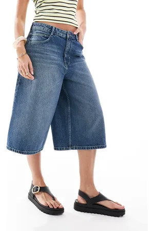 Bershka Posede denim-jorts i forvasket