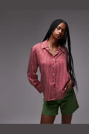 MANGO Oversized skjorte med striber