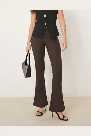 Gina Tricot Brune bukser med lav talje, svaj og stretch