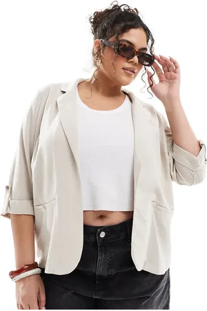 VERO MODA Beige blazer i hørblanding-Neutral