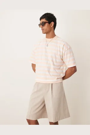 ASOS Oversized T-shirt med lyserøde/hvide striber i kraftigt stof på 220 gsm i firkantet pasform