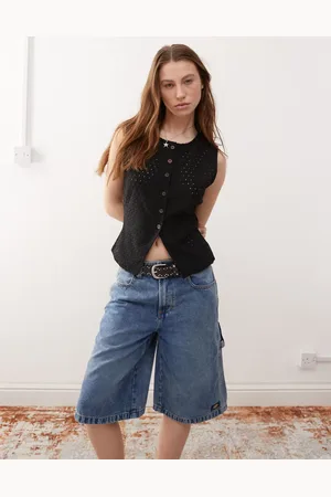 Reclaimed Habitvest med gennemgående knapper i broderie anglaise