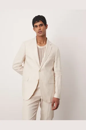 MANGO Blazer i hør - Del af sæt-Neutral