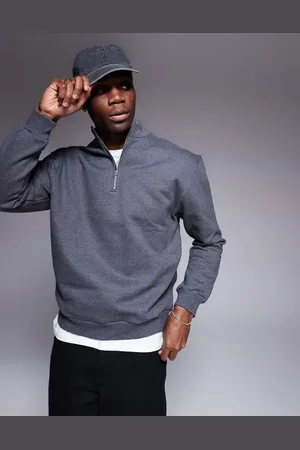 ASOS Premium - Oversized og beige sweatshirt med kvart lynlås i kraftigt 400 gsm-stof-Neutral