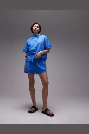 SNDYS Klare shorts i hørblandingsmateriale med blomsterapplikationsdetalje - Del af sæt
