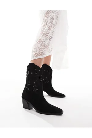 ASOS Roan - Sorte højhælede støvler med smykkesten i western-stil
