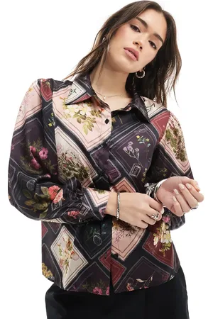 Miss Selfridge Langærmet skjorte med postkortprint