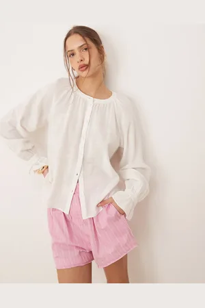 AWARE Hvid boho-bluse med knapper