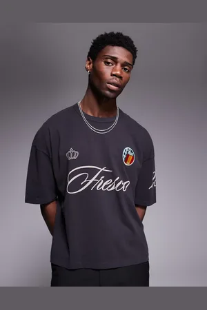 ASOS Vasket oversized T-shirt med sportsgrafik og -logo i firkantet pasform