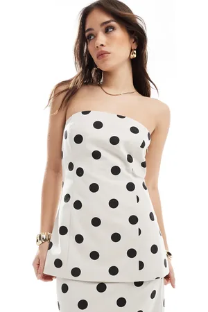 4th & Reckless Cremehvid og longline bandeau-top med i hørblanding - Del af sæt-Multifarvet