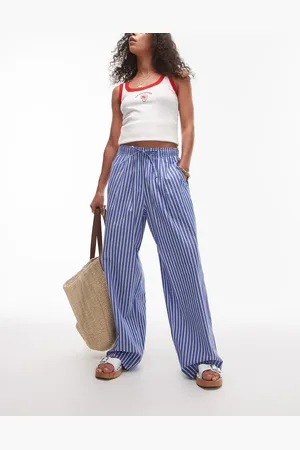 Topshop Pull-on-bukser med vide ben og striber i poplin