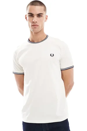 Fred Perry T-shirt med dobbelte kantdetaljer i rå