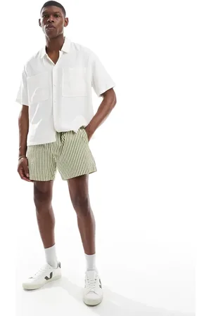 ASOS Grønne korte shorts med vide ben og hvide striber