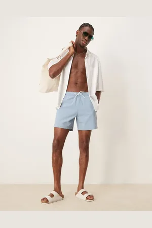 Abercrombie & Fitch Turkisblå badeshorts med stretch og striber