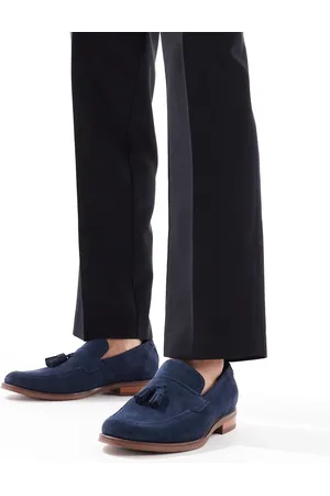 Schuh Ronen - Marineblå loafers med kvaster i ruskind