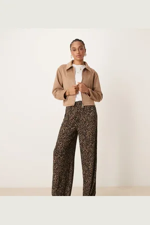 JDY Bukser med tekstur, vide ben og leopardprint