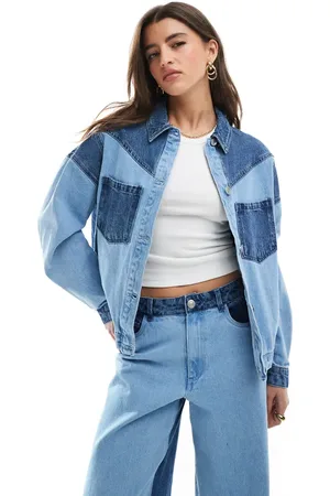 Pieces® Oversized western-denimjakke i vask - Del af sæt