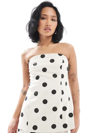 4th & Reckless Cremehvid longline-top med bandeau-snit og i hørblanding - Del af sæt - Kun hos ASOS-Multifarvet
