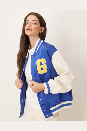 GANT Blå bomber-jakke med letterman-logo i varsity-design